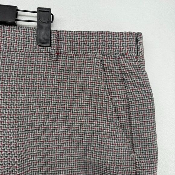 Vintage Houndstooth Trousers Fits 40x29 Gray Red Check Bootcut Talon Pants 70s - Picture 4 of 15